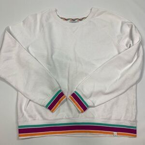 6---- Ocean + Coast Sweatshirt Striped Cuff Hem detail Size Medium